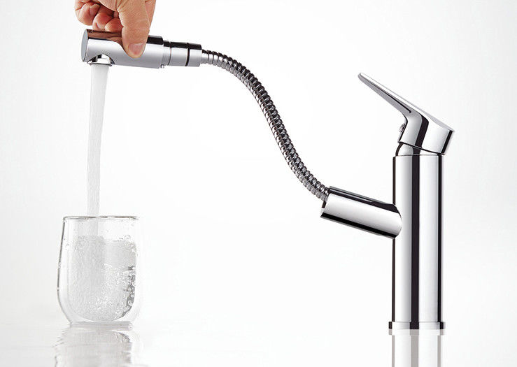 Bathroom Basin rotatable Hotel Pull Out Sprayer Faucet